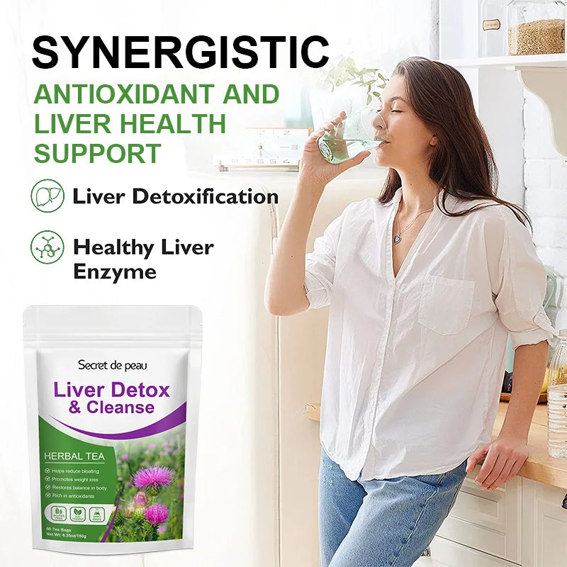 30 Tea Bags Liver,Kidney and Pancrea Herbal Compound Detox & Cleanse Herbal  Milk Thistle Tea