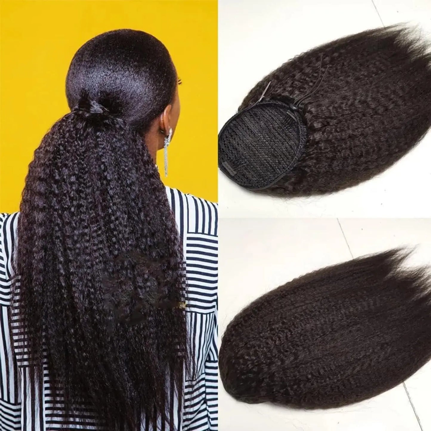 100% Human Hair Drawstring Ponytail Extension Water Wave Straight Kinky Curly Corn Wave Ponytail Clip in Ponytails Extensions