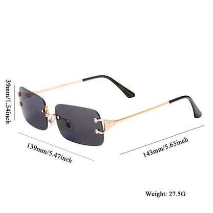 Ruiao 2025 rimless sunglasses UV400 fashion square metal glasses for men women designer man's brand sun shades for outdoor