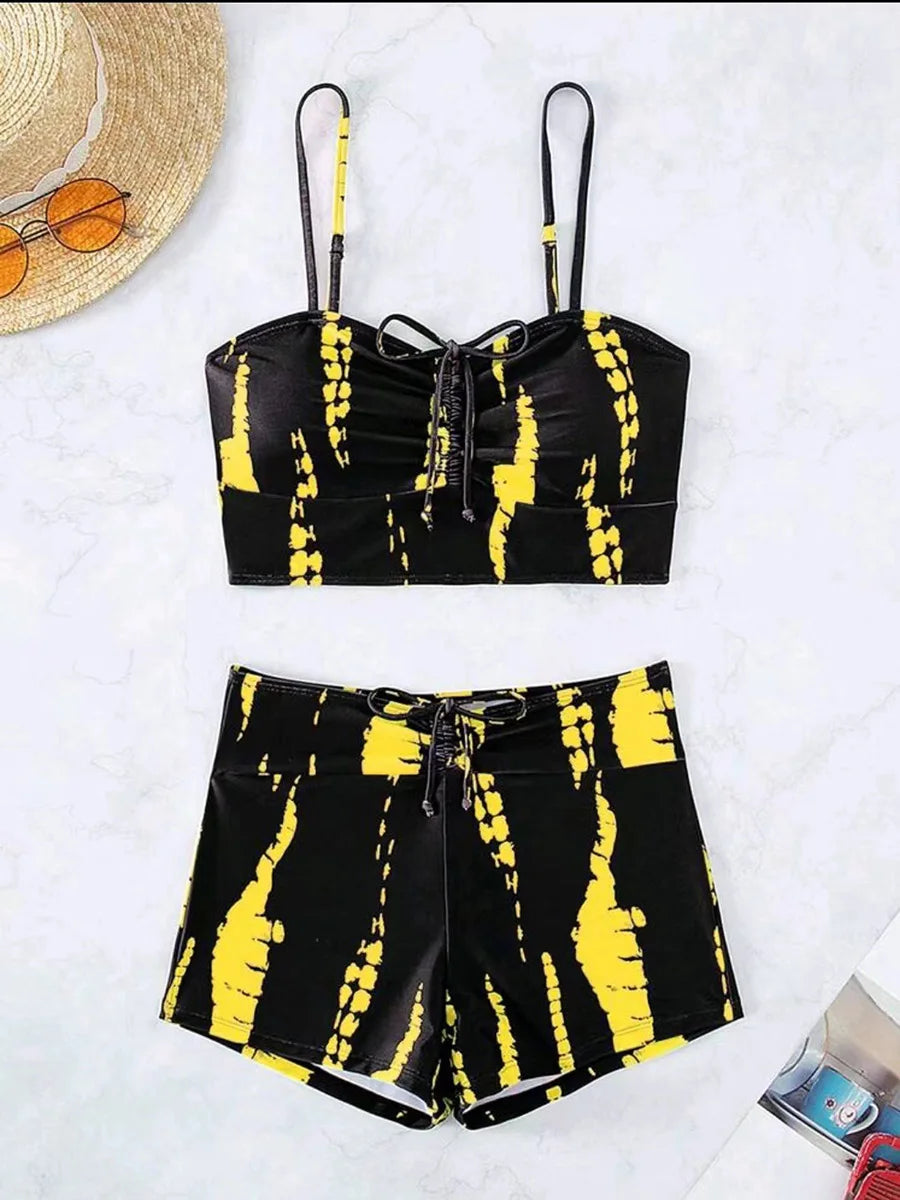 2024 Print High Waist String Two Piece Bikini Women Swimwear Female Swimsuit Bathers Bathing Swimming Suit Beachwear Summer