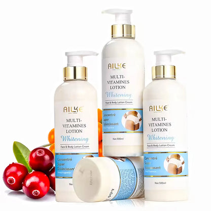 AILKE Natural Multi-Vitamin Lightening Skin Care Kit, Moisturizes, Even Toning, Remove Blemishes, Clean & Soothing Skin