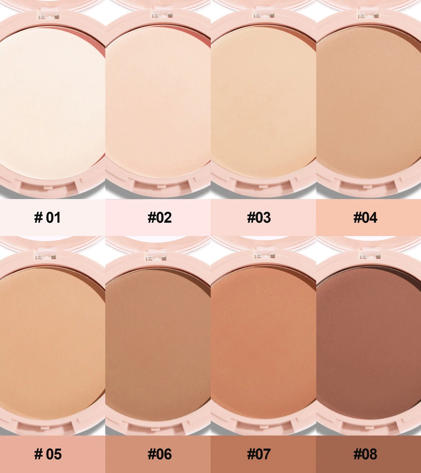 Face Setting Powder Cushion Long Lasting Oil-Control Pressed Foundations 8 Colors Matte Finish Concealer Makeup Pressed Powder