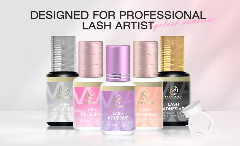 MAYOOC Fast Dry Strong Eyelash Extension Glue 5ml Adhesive 7-8 Weeks Non Odor False Lash Glue Makeup Tool Free Custom logo