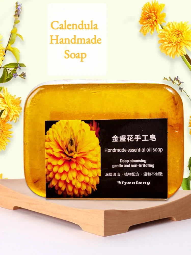 Handmade Plant Essential Oil Soap Natural Calendula , Marigold ,Lavender, Osmanthus Fragrans Soap Herbal Soap