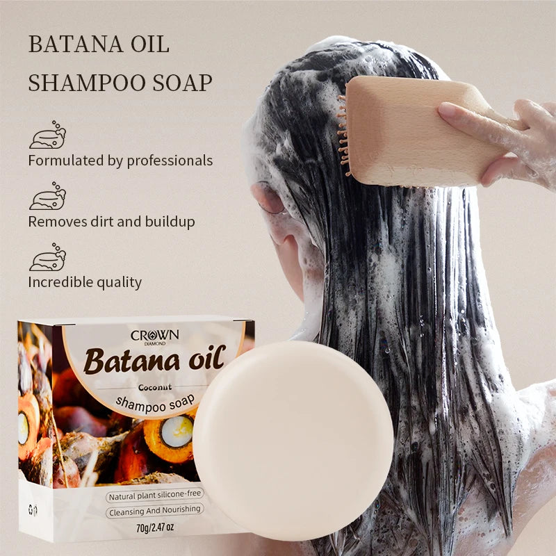 2-in-1 Natural Anti-Hair Loss Shampoo Bar with Batana and Rosemary – Controls Oil, Strengthens Roots, Vegan & Long-Lasting