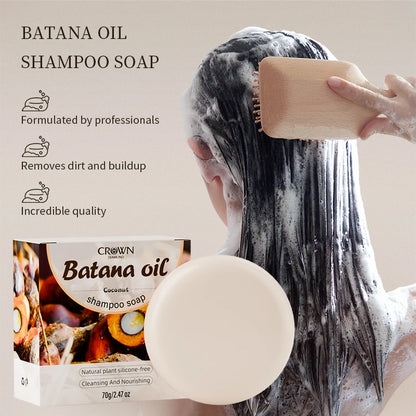 2-in-1 Natural Anti-Hair Loss Shampoo Bar with Batana and Rosemary – Controls Oil, Strengthens Roots, Vegan & Long-Lasting