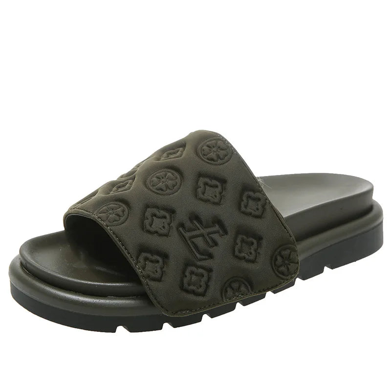 Ladies Magic Sticker Flat Slippers 2024 Summer New Designer Luxury Sandals for Women Elegant Home Flat Slippers Zapatos De Mujer