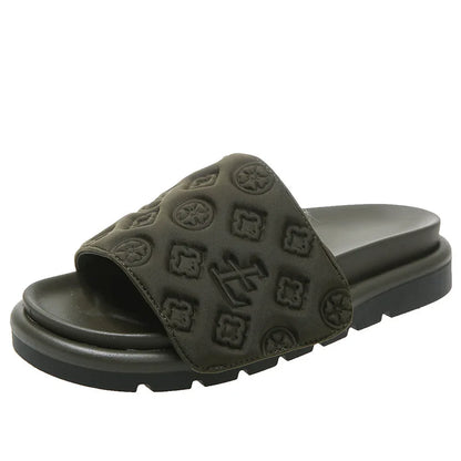 Ladies Magic Sticker Flat Slippers 2024 Summer New Designer Luxury Sandals for Women Elegant Home Flat Slippers Zapatos De Mujer