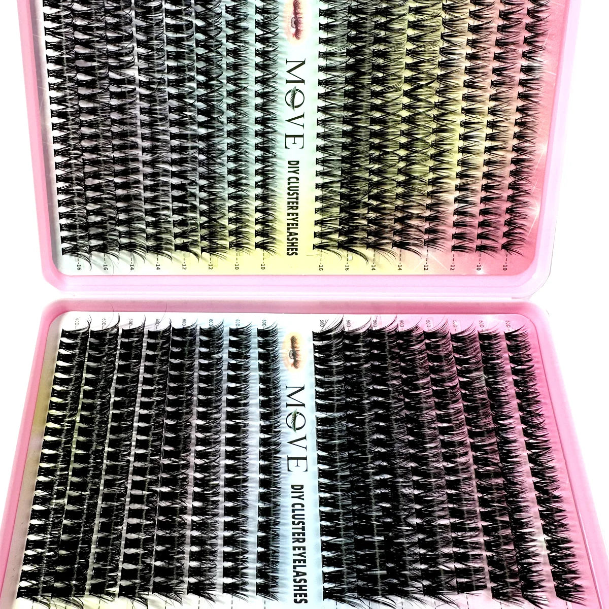 New 640 Cluster Lashes Kit 5D Fluffy Thick Eyelash Extension Kit Volume Mixed Tray Faux Mink Lashes Lash Extension Makeup
