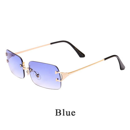 Ruiao 2025 rimless sunglasses UV400 fashion square metal glasses for men women designer man's brand sun shades for outdoor