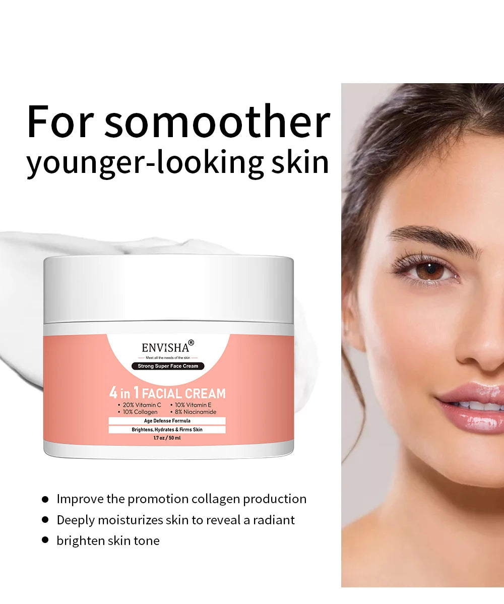 ENVISHA Skin Care Collagen Facial Cream Anti-Aging Wrinkle Whitening Moisturizing Shrink Pores Fade Hyaluronic Acid Niacinamide