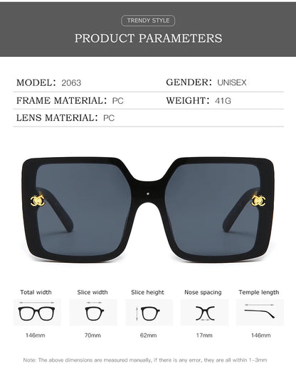 New Luxury Glamour Sunglasses for Women and Men Designer Famous Brand Glasses Square Stylish Trend Eyewear UV400