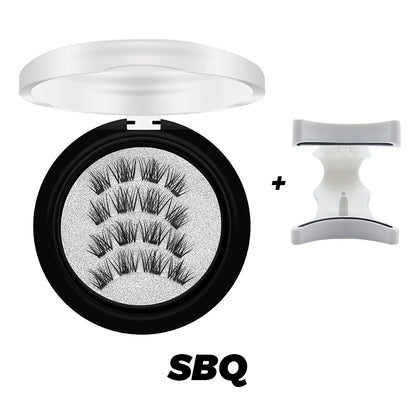 DINGSEN Magnetic Eyelashes 3D Natural False Eyelashes Reusable 4pcs Magnet Clip Set Lashes Extension makeup Tweezers Lash Set