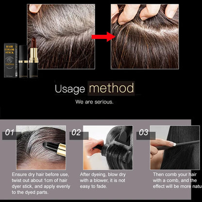 2pcs Quick Fix Hair Color Pencil Disposable Hair Dye Pen Portable Hair Color Pen Temporary Cover Up White Hair