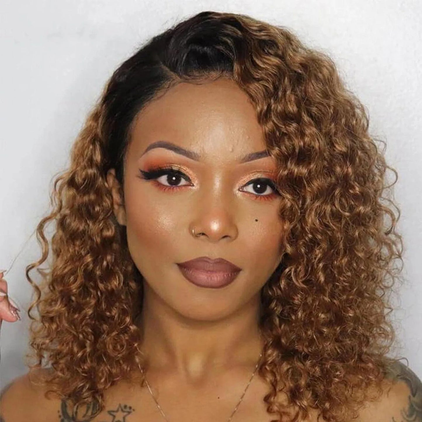 Natural Bob Wig Human Hair Small Curly Wig European And Wigs Women'S Gradient Color Short Curly Hair Synthetic For Cosplay