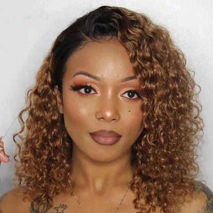 Natural Bob Wig Human Hair Small Curly Wig European And Wigs Women'S Gradient Color Short Curly Hair Synthetic For Cosplay