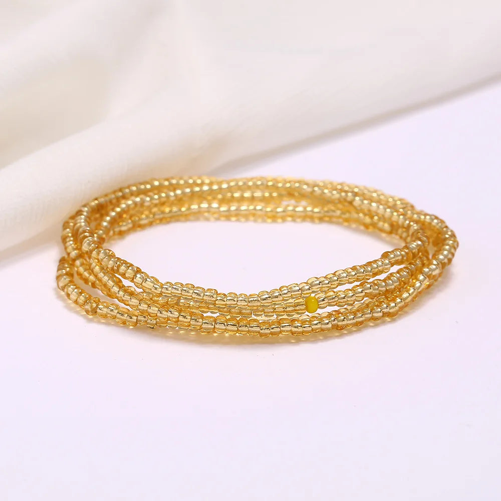 New Fashion Multi-layer Handmade Colored Rice Beads Beach Chain Summer Popular Waist Chain Women BD7051