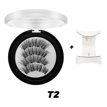 DINGSEN Magnetic Eyelashes 3D Natural False Eyelashes Reusable 4pcs Magnet Clip Set Lashes Extension makeup Tweezers Lash Set
