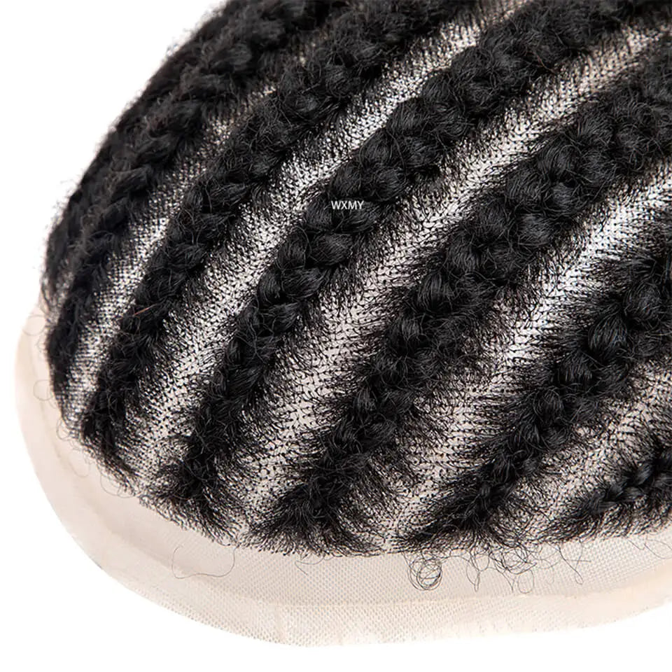 8 Cornrow Braids Full Lace Base Toupee Men's Wig Male Hair Prosthesis Crochet Braids Lace Wigs Human Hair Systems For Black Men