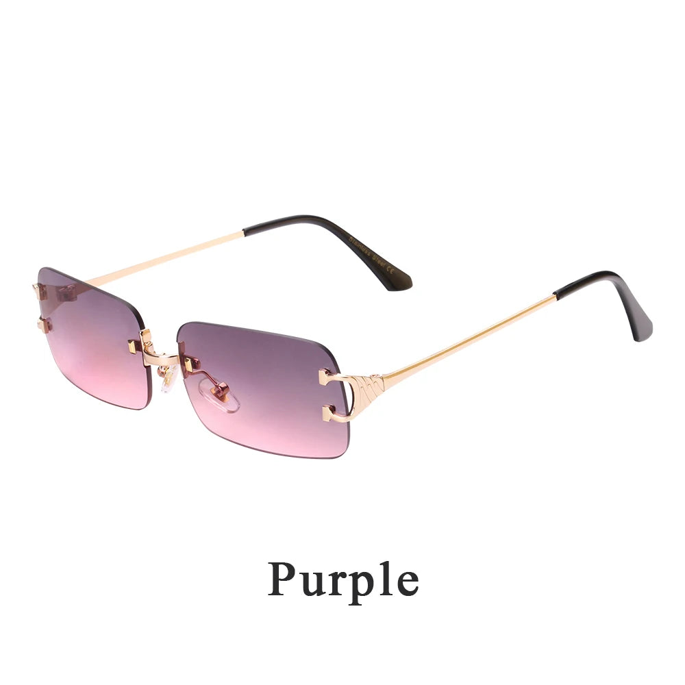 Ruiao 2025 rimless sunglasses UV400 fashion square metal glasses for men women designer man's brand sun shades for outdoor