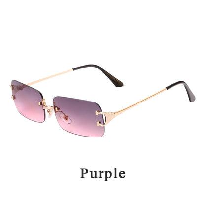 Ruiao 2025 rimless sunglasses UV400 fashion square metal glasses for men women designer man's brand sun shades for outdoor