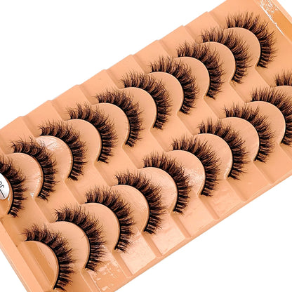 10Pairs 3D Mink Lashes Cilios Fluffy Soft Beauty Natural Short Mink Fake Eyelashes Classic Thick Reusable Makeup False Eyelashes