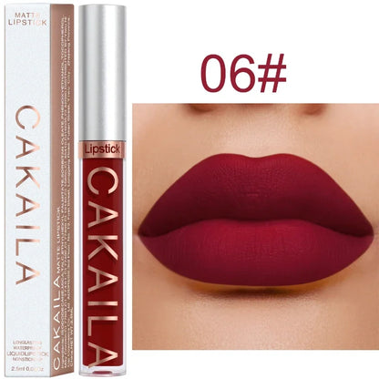 1PC Velvet Matte Lipstick Lip Gloss Light Red Liquid Lip Tint Cream Pigment Long Lasting Silky Texture Lips Women's Cosmetics