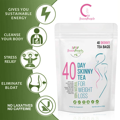 Natural 40 Days Herbal Skinny Detox Weight Loss Supplement No Caffeine Non-GMO Health Food Vitamins And Supplements