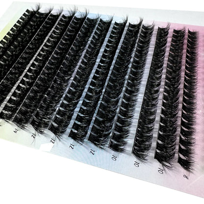 New 640 Cluster Lashes Kit 5D Fluffy Thick Eyelash Extension Kit Volume Mixed Tray Faux Mink Lashes Lash Extension Makeup