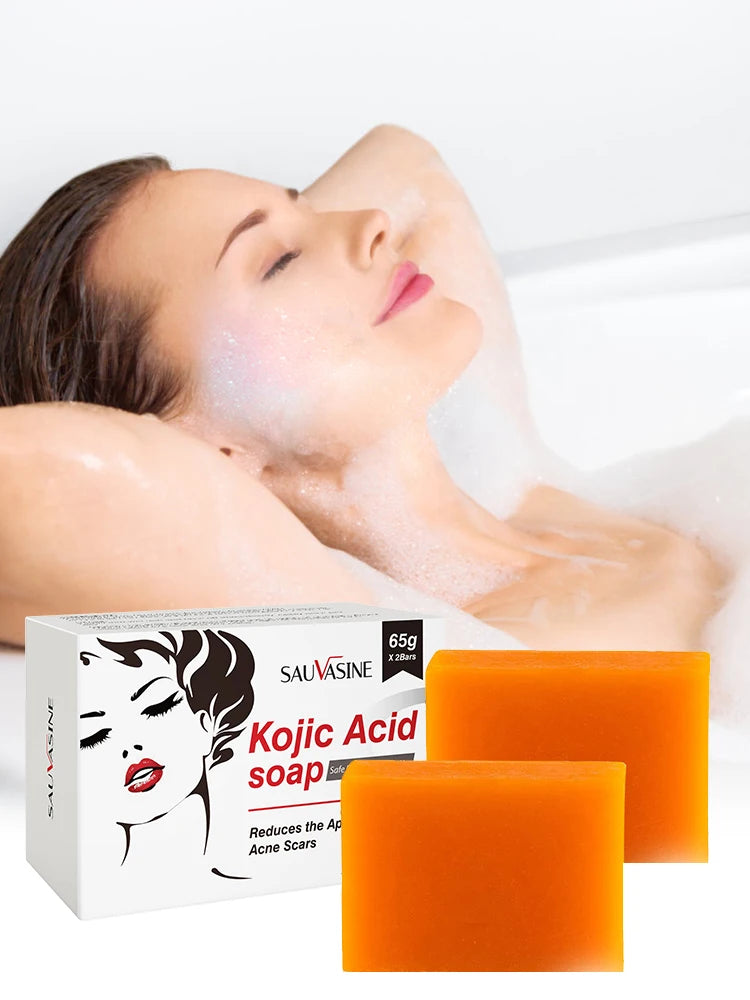 2Pcs Handmade Kojic Acid Soap Natural Mild Non-irritating Brightening Skin Exfoliator Body Face Cleansing Whitening Soap
