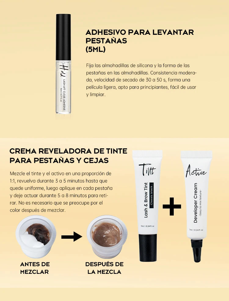 Gollee Lash and Brow Curling Kit Natural Eyelash Lifting Perm Treatment Makeup Set 4-6 Weeks For Lash Curler Perm Long Lasting