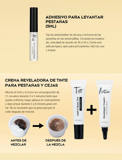 Gollee Lash and Brow Curling Kit Natural Eyelash Lifting Perm Treatment Makeup Set 4-6 Weeks For Lash Curler Perm Long Lasting