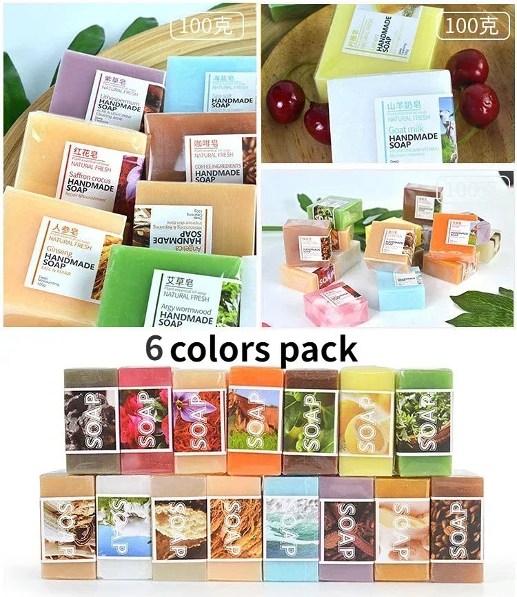 100g Natural Turmeric Soap with Goat Milk & Silk Protein Aloe Soap, Ginger, Sea Salt , Wormwood, Lemon Essential Oil Lemon Soap