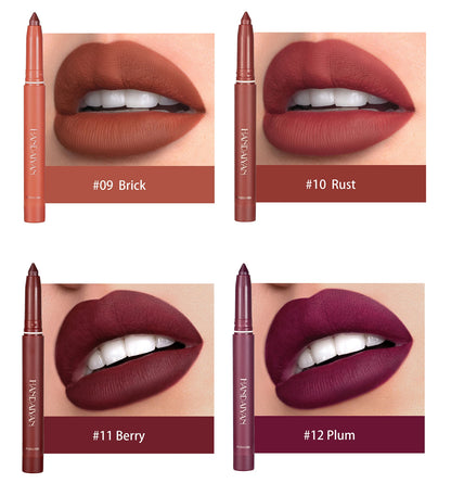 Matte Nude Lipstick Lip Liner 2 in 1 Long Wearing Waterproof Lip Ink Crayon Built-in Sharpener Professional Makeup for Women