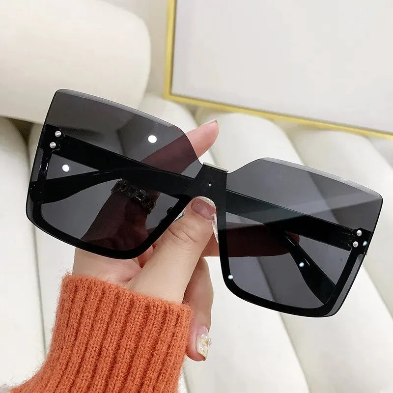New European And American Style Half-frame Metal Sunglasses Fashion Slim Women's Sunglasses Anti-uv Glasses