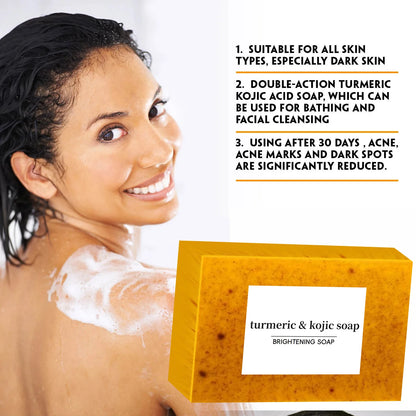 Turmeric Kojic Acid Glow Soap Dark Spot Acne Removal Even Skin Tone Mositen Smooth Skin Deep Cleansing Handmade Soap