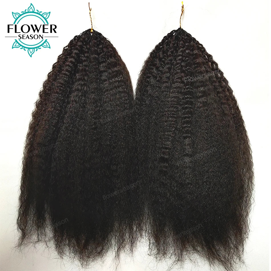 Kinky Straight Crochet Human Hair Extensions Knotless Pre-Separated Crochet Hair Reusable 60g 50strands Natural Black for Women