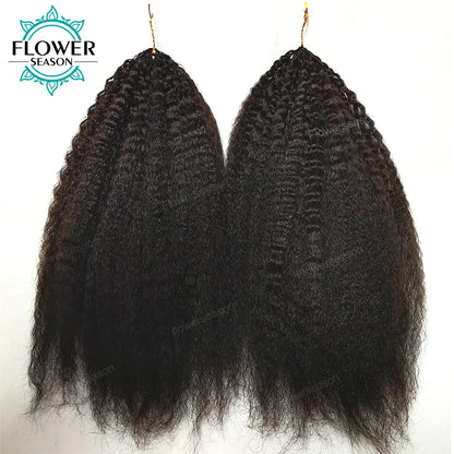 Kinky Straight Crochet Human Hair Extensions Knotless Pre-Separated Crochet Hair Reusable 60g 50strands Natural Black for Women