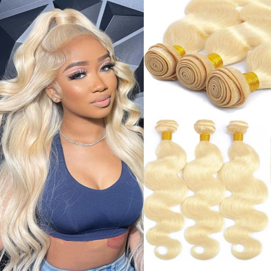 Colored Hair Bundles 1/3/4 613 Blonde Hair Extension Brazilian Hair Weave Bundle Body Wave Human Hair Extension 30Inch Long Hair