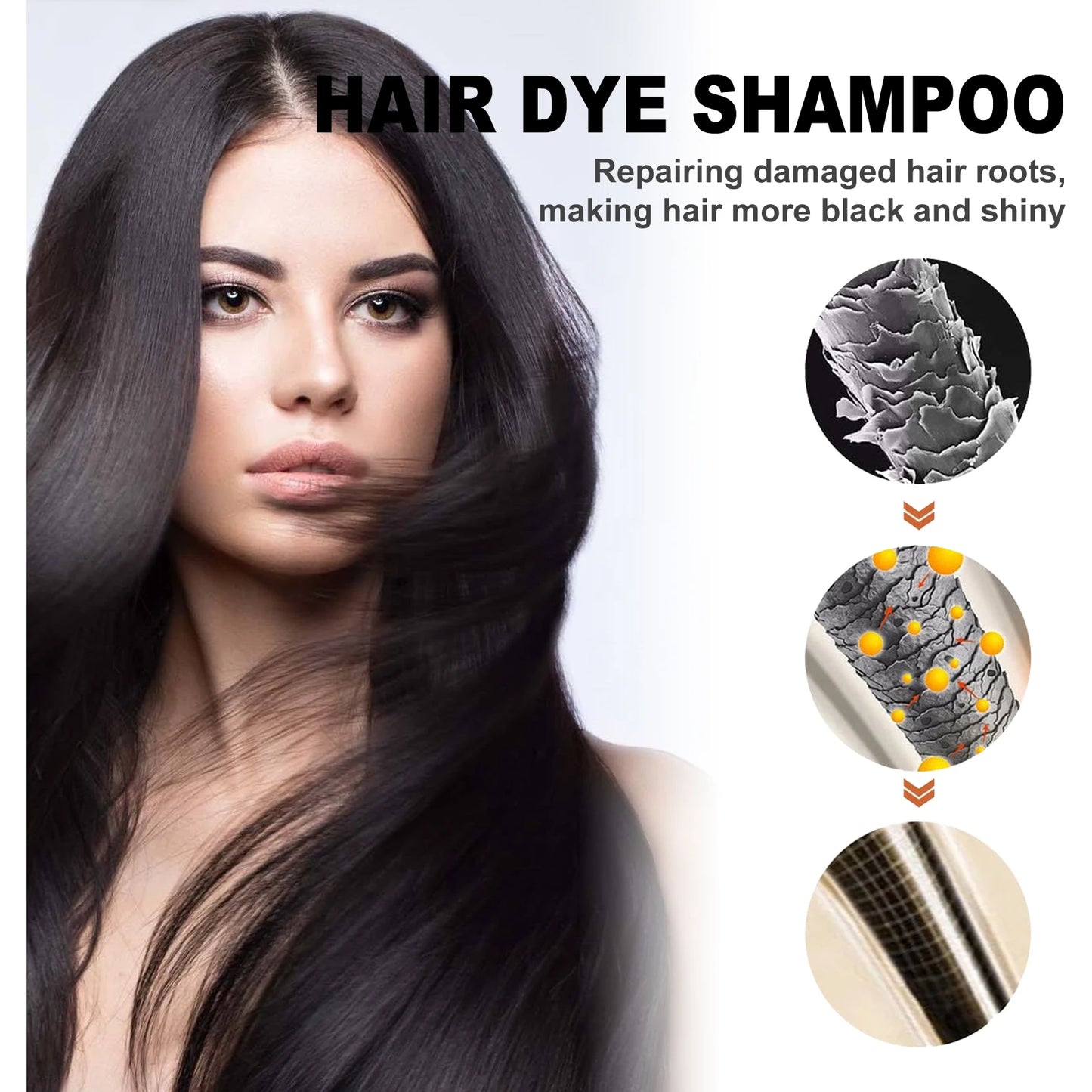 EELHOE Natural Plant Hair Dye Shampoo 3 in 1 Hair Color Shampoo for Gary Hair Dark Brown Black And Women Men Grey Coverage 100ml