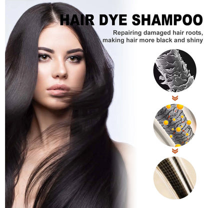 EELHOE Natural Plant Hair Dye Shampoo 3 in 1 Hair Color Shampoo for Gary Hair Dark Brown Black And Women Men Grey Coverage 100ml