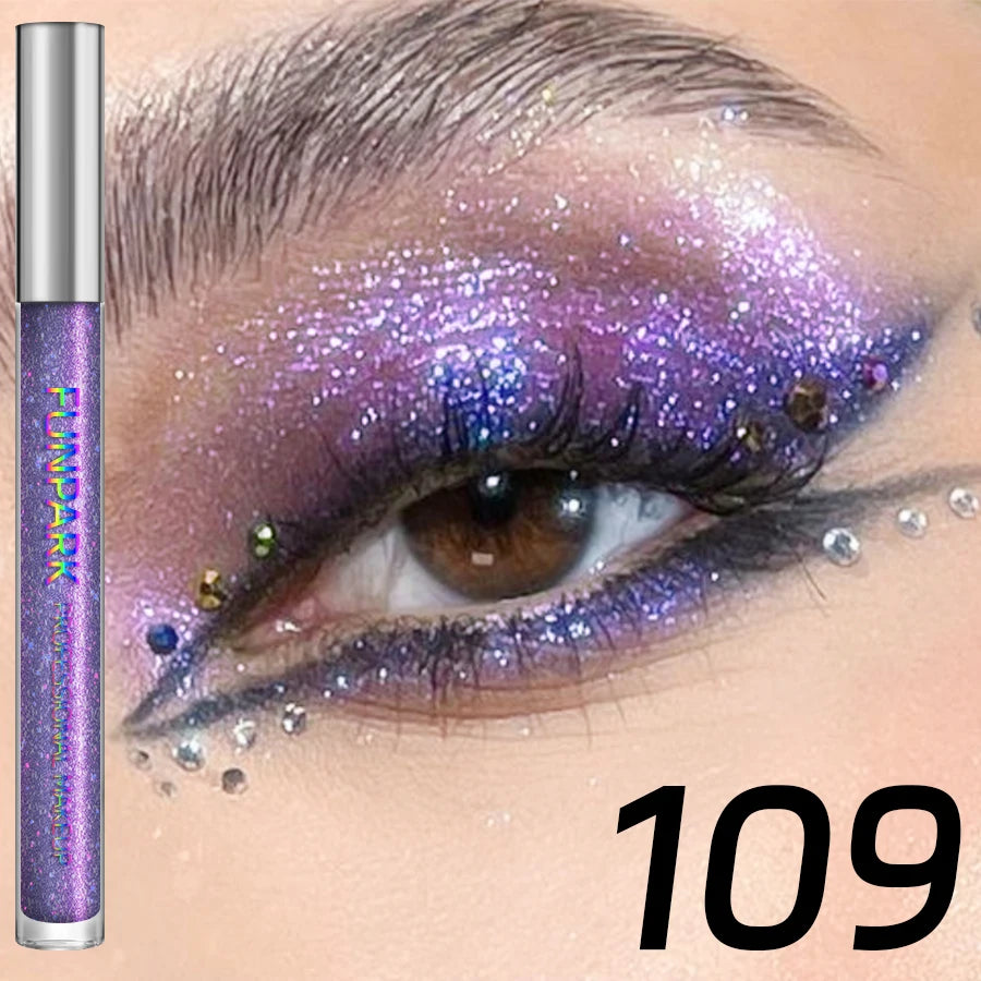 Glitter Liquid Eyeshadow, Silver Monochrome Tone, Waterproof Makeup Effect, Shimmer Pigment Eye Shadow Pallete Set