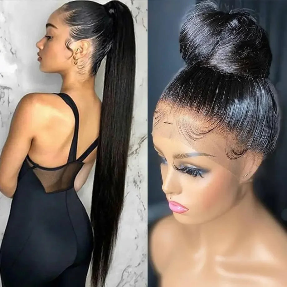 360 Full Lace Frontal Wig Brazilian Bone Straight 13x4 13x6 Transparent Lace Front Human Hair Wigs For Black Women Pre Plucked