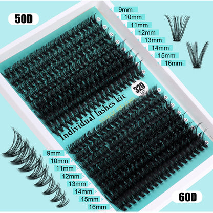 Individual Lashes 20-100D 280pcs Cluster Lashes Natural Look Mixed Tray DIY Eyelash Extension Volume Lash Clusters Eyelashes