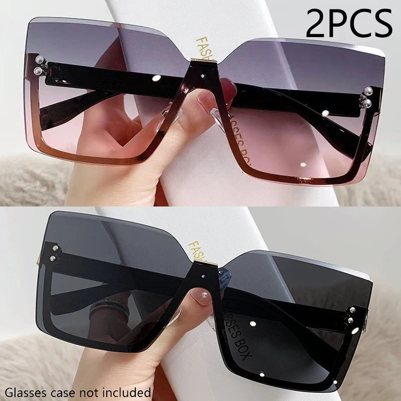 New European And American Style Half-frame Metal Sunglasses Fashion Slim Women's Sunglasses Anti-uv Glasses