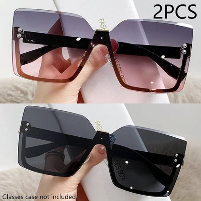 New European And American Style Half-frame Metal Sunglasses Fashion Slim Women's Sunglasses Anti-uv Glasses