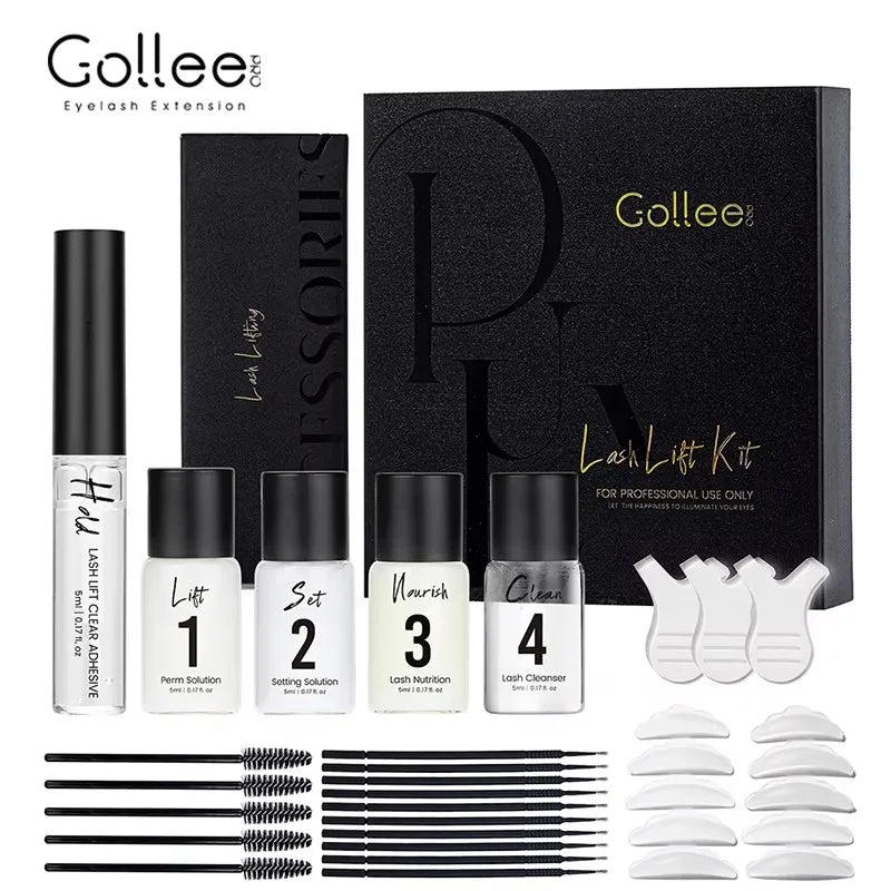 Gollee Lash and Brow Curling Kit Natural Eyelash Lifting Perm Treatment Makeup Set 4-6 Weeks For Lash Curler Perm Long Lasting