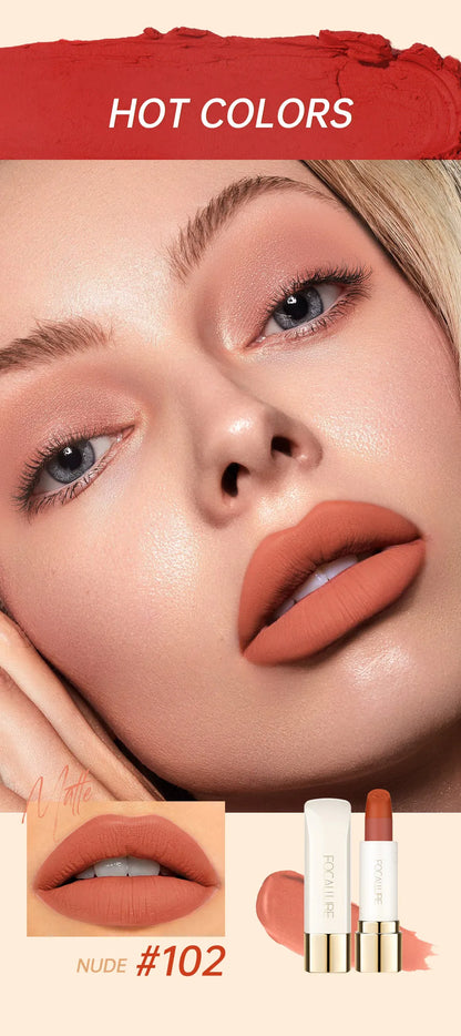 FOCALLURE Natural Matte Lipstick Waterproof Long-lasting Smooth Moisturizing Lip Balms Lightweight Lips Glaze Makeup Cosmetics
