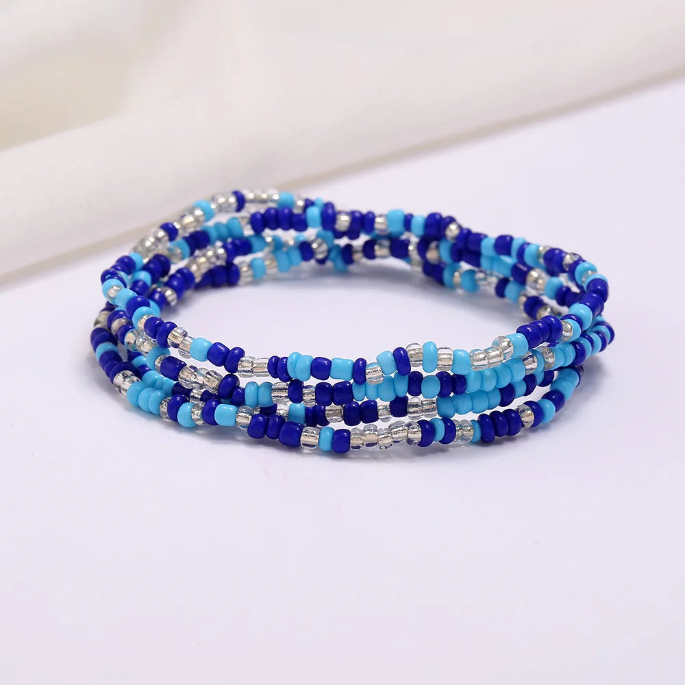New Fashion Multi-layer Handmade Colored Rice Beads Beach Chain Summer Popular Waist Chain Women BD7051