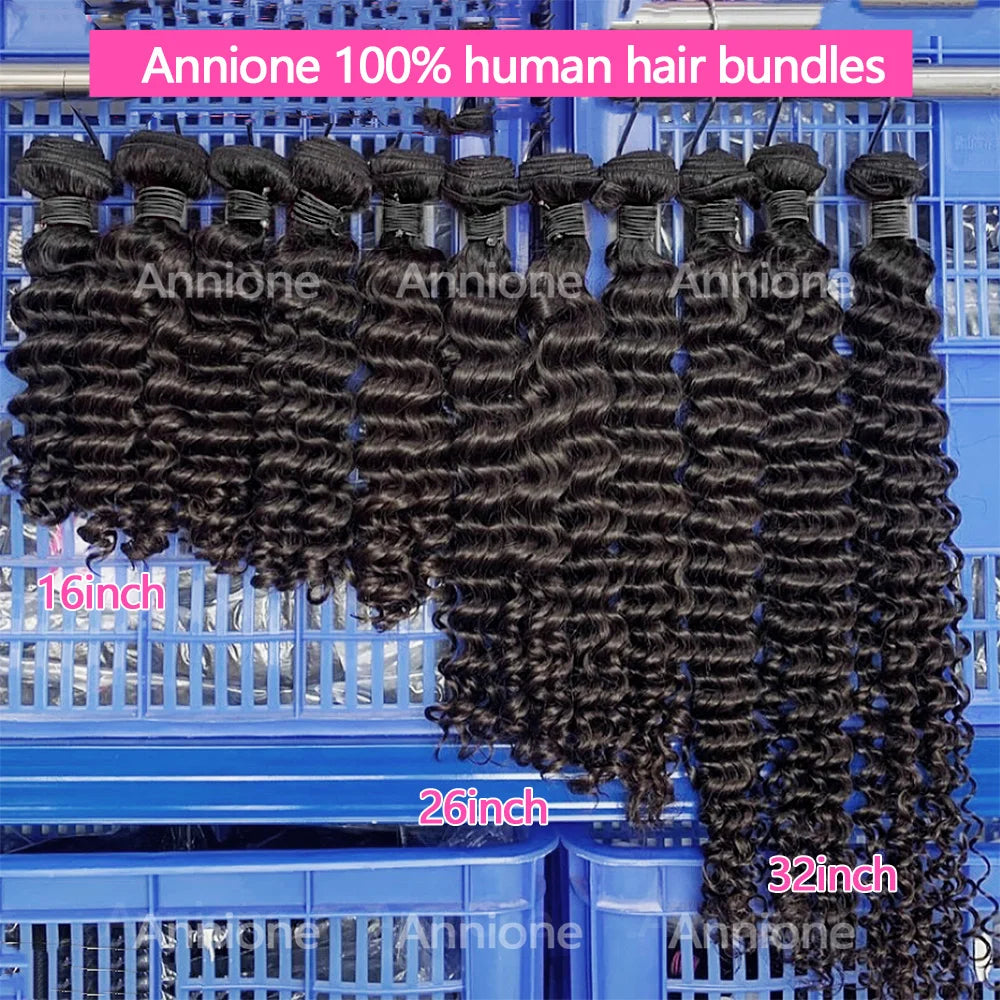 Curly Deep Wave Human Hair Bundles 30 32 Inch 4/3/1PCS Bundles Raw Hair 100% human hair Brazilian Hair Bundle Weaving Extensions